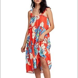 Free People Moonshine Midi Dress in Red NWT